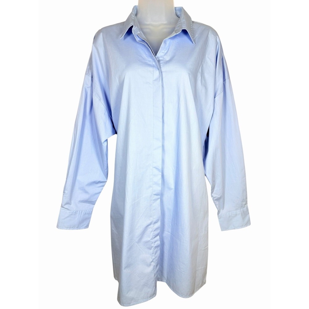 Abercrombie & Fitch S Baby Blue Button Up Tie Waist Long Sleeve Mini Shirt Dress